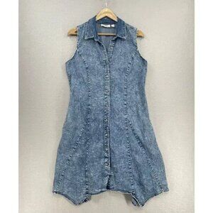 Dress Womens Large Blue Acid Wash Denim Lightweight Boho